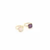 Кластерные кольца Druzy Fashion Natural Amethysts Rose Quartzs Square Gemstoness для женщин девушки подарки на день рождения 247w