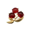 Pins Brooches European and American minority design cherry brooch red jelly glass female accessories 231222