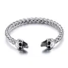 Biker en acier inoxydable en argent Double crâne de la tête du crâne Bracelet Bracelet Not Chaîne 3131