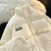 Inverno amor gola de algodão jaqueta feminina harajuku moda casual multi funcional bolso zíper engrossado pão para baixo jaquetas 231225