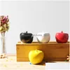 Decorative Objects Figurines 1Pcs Ceramic Apple Fruit Model Miniatures Christmas Birthday Gifts Living Room Bedroom Decoration Cra Dhxpq