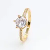 Clear Warmling Crown Solitaire Ring Womens 18k Gold Plated Wedding Gift Original Box for 925 Sterling Silver Rings