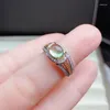 Klusterringar kjjeaxcmy fina smycken 925 sterling silver inlagd naturlig prehnite kvinnlig ring vacker stöddetektering