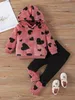 Giyim Setleri Sevimli Bebek Kız Kıyafet Uzun Kollu Sıcak Peluş Hoodie ve Taytlar İki Parçalı Sonbahar/Kış Bebek Kıyafet