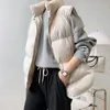 Jackor Stand Neck Puffer Cotton Vest Beige Black Autumn Winter Loose Vest Women Jacket