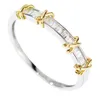 Infinity marca nova jóias de luxo puro 100 925 prata esterlina separado ouro princesa corte branco topázio diamante anel de casamento f4620575