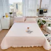 Korean Style Quilted Double Bed Cover and Pillowcase 100% Cotton Ruffles Comfortable Queen Size Bedspread Set Soft Home Coverlet 231222