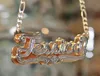 3UMETER HIP HOP LETTLACE NETLACE NAME CRYSTAL Double Plated NAME NETLACE OLD ENGLIST ENGLIST CUSTOR