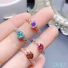Cluster Rings Women Silver Ring With Different Colorful Moissanite 925 Sterling 1ct Gemstone Wedding Party Gift Pink Blue Green Red