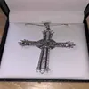 Vintage Long Cross Pendant Necklace 925 Sterling Silver 5A Zircon CZ Party Wedding Cross Pendant For Women Men Luxury Jewelry212i