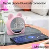 Bureau Table Horloges Mignon Chat Bluetooth Haut-Parleur Réveil LED Numérique Filles Chevet Réveil Température SN 211112 Drop Livraison Accueil Dhv8Q