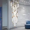 Chandeliers LED d'escalier moderne Luxury Living Lighting Duplex Attic Home Decoration Restaurant des lustres de plafond lumineux