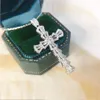 2021 Top Selling Luxury Jewelry 925 Sterling Silver T Princess Cut White Topaz CZ Diamond Cross Pendant Party Eternity Women Clavi252u