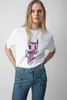 24ss Zadig Voltaire Klassieke Alfabet Print Tees Vleugels Hot Geboord U-hals T-shirt Designer Vrouwen Korte Mouw T-shirt Tops