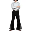 Men's Pants Sequined Outfit Retro Shiny Sequin Flared Glossy Lapel Single-breasted Top Trousers For Party Performance Entertainers