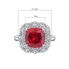 Clusterringe Spring Qiaoer 925 Sterling Silber 10 10mm Labor Ruby Emerald Gemstone Engagement Fine Schmuck Vintage Ring für Frauen Geschenk