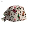 Berets Christmas Printed Scrub Cap Cotton Nursing Hat Laboratory Pet Clinic Dentist Lab School Spa Clinical Scrubs