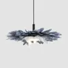 Lampade a sospensione Nordic Creative Grey Feather Luci a 3 colori Light LED BAMBINO BAMBINI APPLEGGI per l'illuminazione per matrimoni a scuola camera da letto