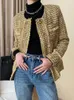 Giacche da donna Nappe gialle Giacca Tweed Big Tweed Cock Round Maniche lunghe Women Coat Fashion Tide Tide Spring Autumn 2023 O731