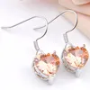 Luckyshine Morganite Cœur en forme de boucles d'oreilles Femmes bijoux cadeaux 925 Boucles d'oreilles à crochet de bijoux de zircon en cristal argenté 222h