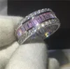 Bague d'amoureux faite à la main Coupe princesse complète 5A Pierre de zircon rose Or blanc rempli Bagues de fiançailles pour femmes hommes Bijoux6982581