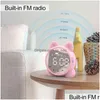 Bureau Table Horloges Mignon Chat Bluetooth Haut-Parleur Réveil LED Numérique Filles Chevet Réveil Température SN 211112 Drop Livraison Accueil Dhv8Q