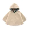 Winter Fashion Kids Baby Girl Clothes Cape Pattern Black Red Cotton Hooded Plaid Style Coat Solid Baby Girls Cape Cloaks 231225