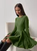 Hirsionsan Elegant Long manche mini-robe Sweater Femme Femme O HIVER O COU TIRME SEXY SEXHE JUPT PLAISE PLAIS