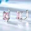 UMCHO Solid 925 Sterling Silver Clip Earrings For Women Rose Pink Morganite Gemstone Wedding Engagement Fashion Jewelry Gift 22021246a