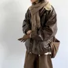 Giacche da uomo Coreano Streetwear Giacca in pelle da motociclista spessa per Uomo Donna Autunno Inverno Haruku Trendy Cappotto in pile Hip Hop Top Uomo J231225