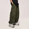 Men's Pants Spring Casual Baggy Wide Leg Sweatpants Men White Loose Button Mid Waist Streetwear Cargo Unisex Hippie Joggers Trousers