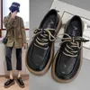 Dress Shoes Women's Instagram Trendy Spring and Autumn Season New Double Laces British Small Leather Thick Sole JK Single