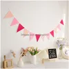 Bannerflaggor 12 flaggor Colorf Pennant Filt Banner Bunting String Triangle Flag Party Celebrations Shops Decorations Baby Shower Wedding DHK0H