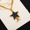 France Jewelry Brand Designer Luxury Brass Necklace Classic Double Letter Five pointed Star Pendant Inlay Swarovski Diamonds Women Charm Necklaces Sister Gift