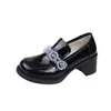 Dress Shoes Spring New Casual Single with Thick Heels Big Head Black British Step JK Small Leather for Women