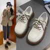 Geklede schoenen Dames Instagram Trendy lente- en herfstseizoen Nieuwe dubbele veters Britse kleine lederen dikke zool JK Single