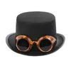 Berets Adult Top Hat Gentleman 20s Evening Wear Formal Costume High Detachable Goggles Cap Halloween Party Supplies