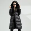 Winter Down Coats Women Warm Thick Long Puffer Jacket Female Portable Unisex Outerwear Lady Hooded Down Parka For Women 231225