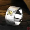 Cluster Rings S925 Серебряное серебро для женщин Мужчины модные безмолвные инкрустации циркона широко регулируемые панк -ювелирные изделия