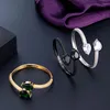 Bangle Zlxgirl Fashion Green Jet Cyrron Wedding dla kobiet biżuteria ślubna Kolorowa cyrkonowa złota bransoletka Prezenty Bezpłatne torby