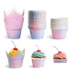 Cupcake 100pcs / lot dégradé doublure gâteau cuisson tasse plateau cas papier résistant à l'huile pointe muffin emballages dessert titulaire fête mariage noël dhjey