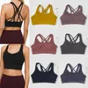 Outfits Lu Align Lu Woman Running Yoga Bra Workout Top Elastic Shockproof Lingerie Cross Back Vest Brassiere With Chest Lady Sport Tank To