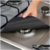 Детали кухонной посуды Защитная пленка для газовой плиты Плита Er Liner Чистый коврик Горелка для плиты Устойчивые к высоким температурам кухонные коврики Аксессуары Dh8Ma