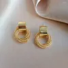 Stud Earrings Women's Simple Gold Color Vintage Small Circle Tassel Piercing For Woman Unusual Korean Charm Ear Jewelry191k