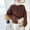 Kvinnors stickor kvinnor 2023 Autumn Solid Color Open Stitch Sweater Casual O-Neck Single Breasted Sticked Cardigans för kvinnlig kappa