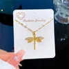 Beaded Necklaces DIEYURO 316L Stainless Steel Personality Dragonfly Pendant Necklace For Women Fashion Girls Clavicle Chain Party Jewelry GiftsL231225