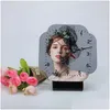 Cadres et moulures Sublimation MDF en bois PO Cadre vierge Modèle imprimable avec horloge DIY Woodblock Imprimer Cadeaux de Noël Fy5479 Dhoj5