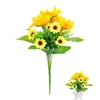 Kwiaty dekoracyjne sztuczny bukiet słonecznika realistyczne długie łodygi fałszywy układ kwiatowy dekoracja domu symulacja
