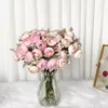 Fleurs décoratives en tissu de soie plastique 18 14 cm Hortensia artificiel combinaison de thé sucré et têtes de fleurs tenant fausse