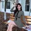 Work Dresses Korean Fashion Y2k 2 Piece Set Woman Casual Knitting Sweater Tops Slim Pleated Mini Skirts Elegant Solid Suit Office Lady Chic